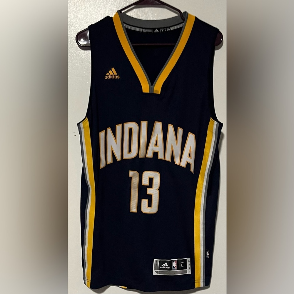 🏀 EUC Rare Adidas HWC NBA Indiana Pacers Hickory Paul George Basketball Jersey
